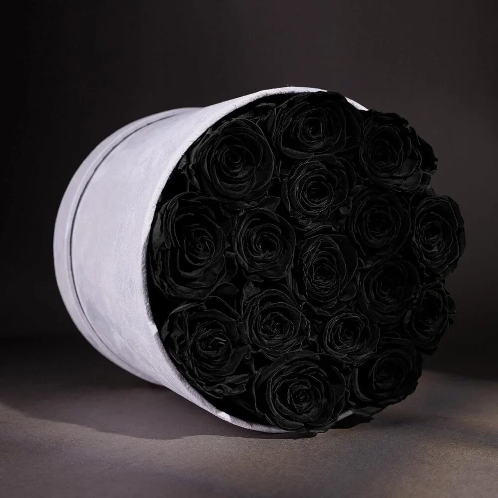 17 Flowers in a Luxury Suede Box Birthday Gifts Preserved Flowers Rose Black